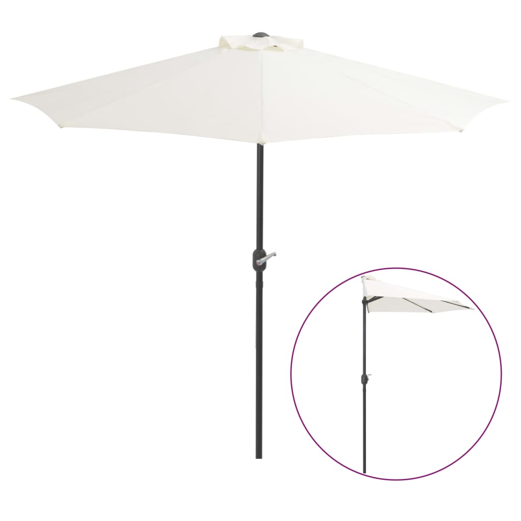 NNEVL Balcony Parasol with Aluminium Pole Sand 270x135 cm Half-1