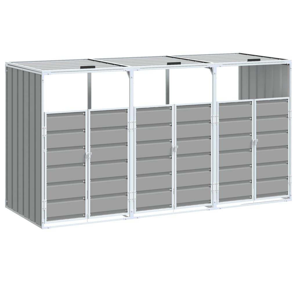NNEVL Wheelie Bin Storage for Triple Bins Grey 216x81x115 cm Steel-1