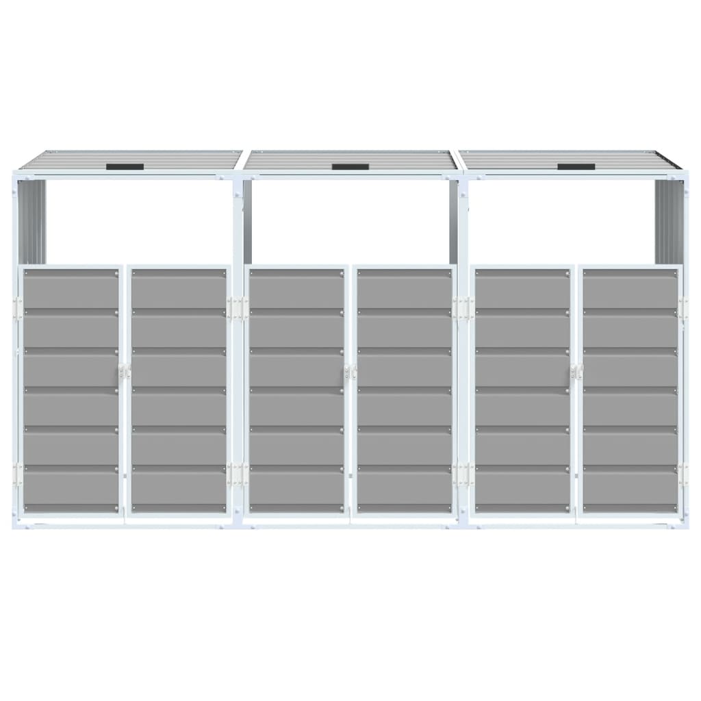 NNEVL Wheelie Bin Storage for Triple Bins Grey 216x81x115 cm Steel-4